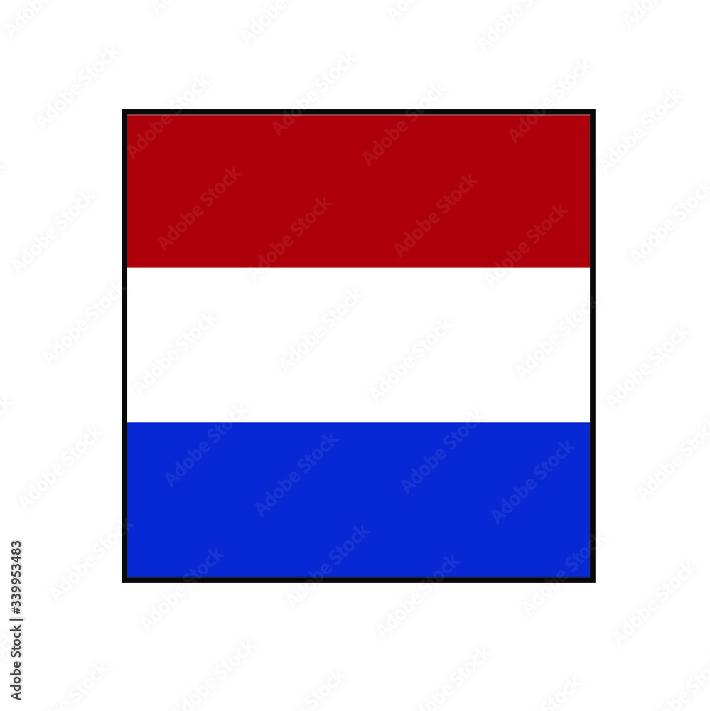 Netherlands (Holland) Flag Button square on isolated white for European push button concepts. Netherlands (Holland) Flag Button square on isolated white for European push button concepts.