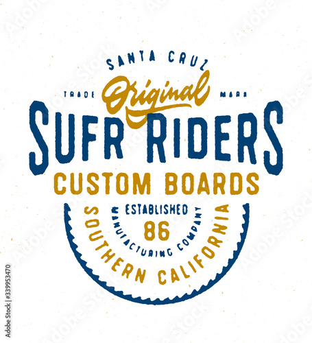 Santa Cruz Original Surf Riders T Shirt Graphics. Surfing Apparel Typography Print. Vector Design.