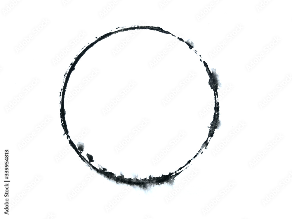 watercolor circle zen symbol isolated on white background.hand drawn. watercolor circle zen symbol isolated on white background.hand drawn.