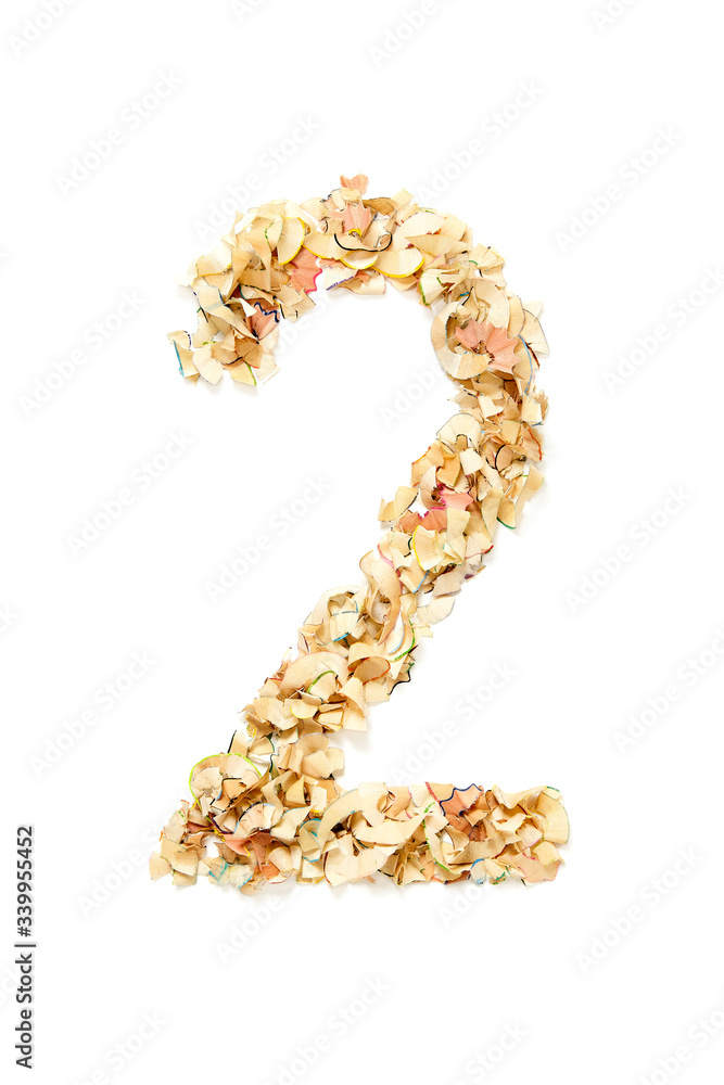 Number 2 made of pencil shavings Number 2 made of pencil shavings