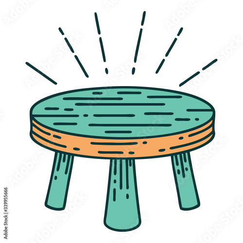 traditional tattoo style wooden stool