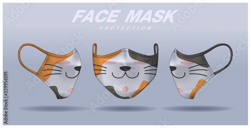 face mask design template, dust protection & breathing medical respiratory.