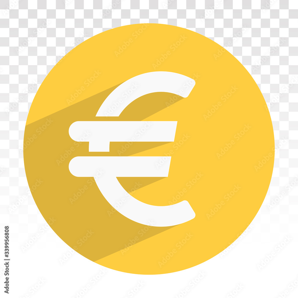 Euro currency vector flat sign or symbol on a transparent background Euro currency vector flat sign or symbol on a transparent background