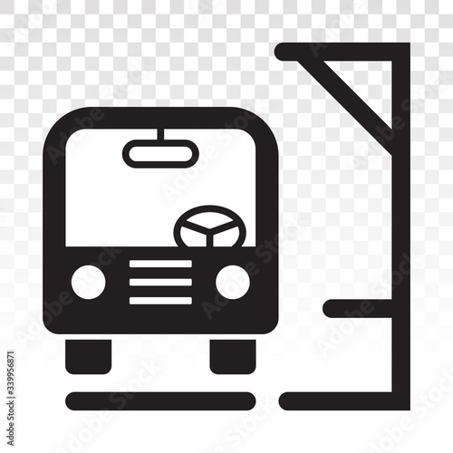 Bus station public transportation vector flat icon on a transparent background