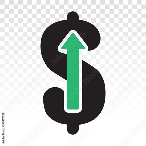 Salary raises or the dollar rises vector flat icon for foreign exchange on a transparent background