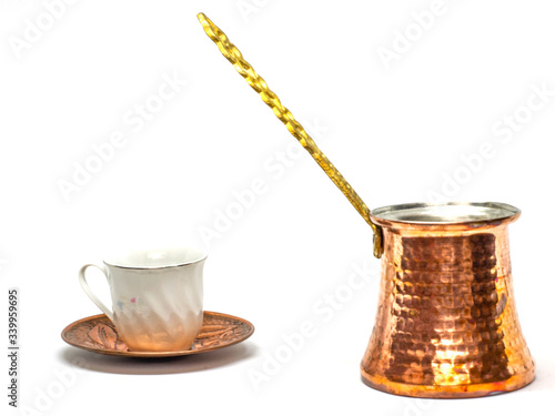 Turkish Coffee Utensils on White Background