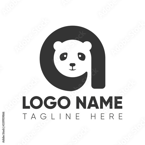 A letter with a panda vector logo design. A letter panda icon 