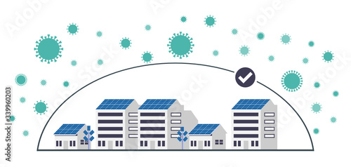 Area or Partial Lockdown, Stay Home Movement During Coronavirus COVID-19 Pandemic. Effort to Stop or Slow Down Spread of Novel Corona Virus by Self Quarantine & Obeying Protective Measure Illustration