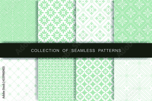  Set of 8 Seamless Patterns. Textile printing Vector illustration. 