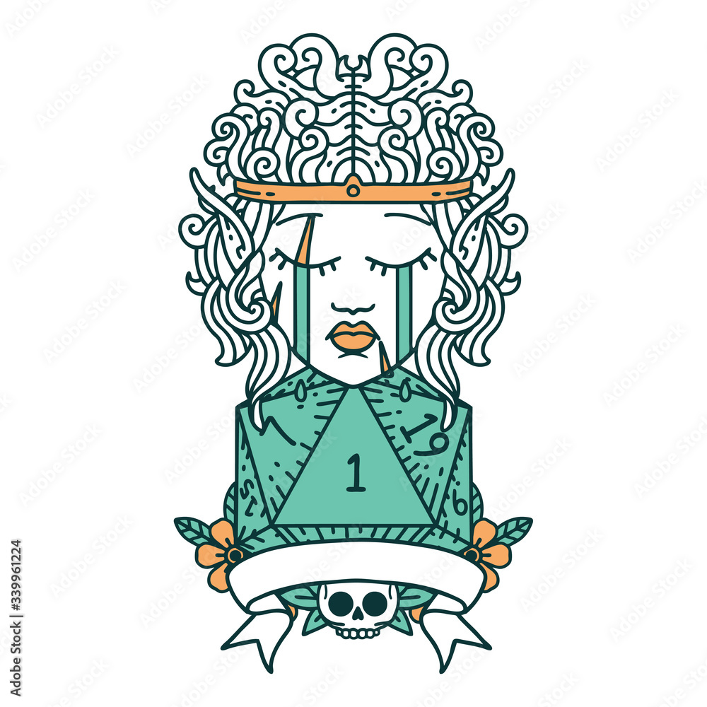 sad elf barbarian character with natural one roll illustration sad elf barbarian character with natural one roll illustration