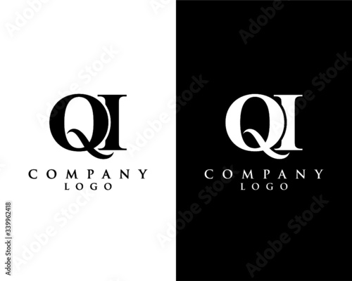 QI, IQ modern logo design with Black and white background. vector logo for business and company identity