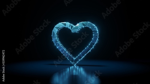 Quadro su tela 3d rendering wireframe neon glowing symbol of favorite on black background with
