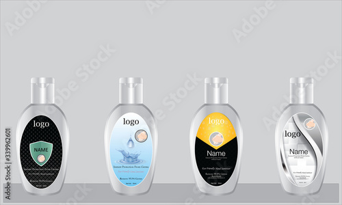 sanitizer and pocket hand sanitizer with label design ready for mock up. vector illustration