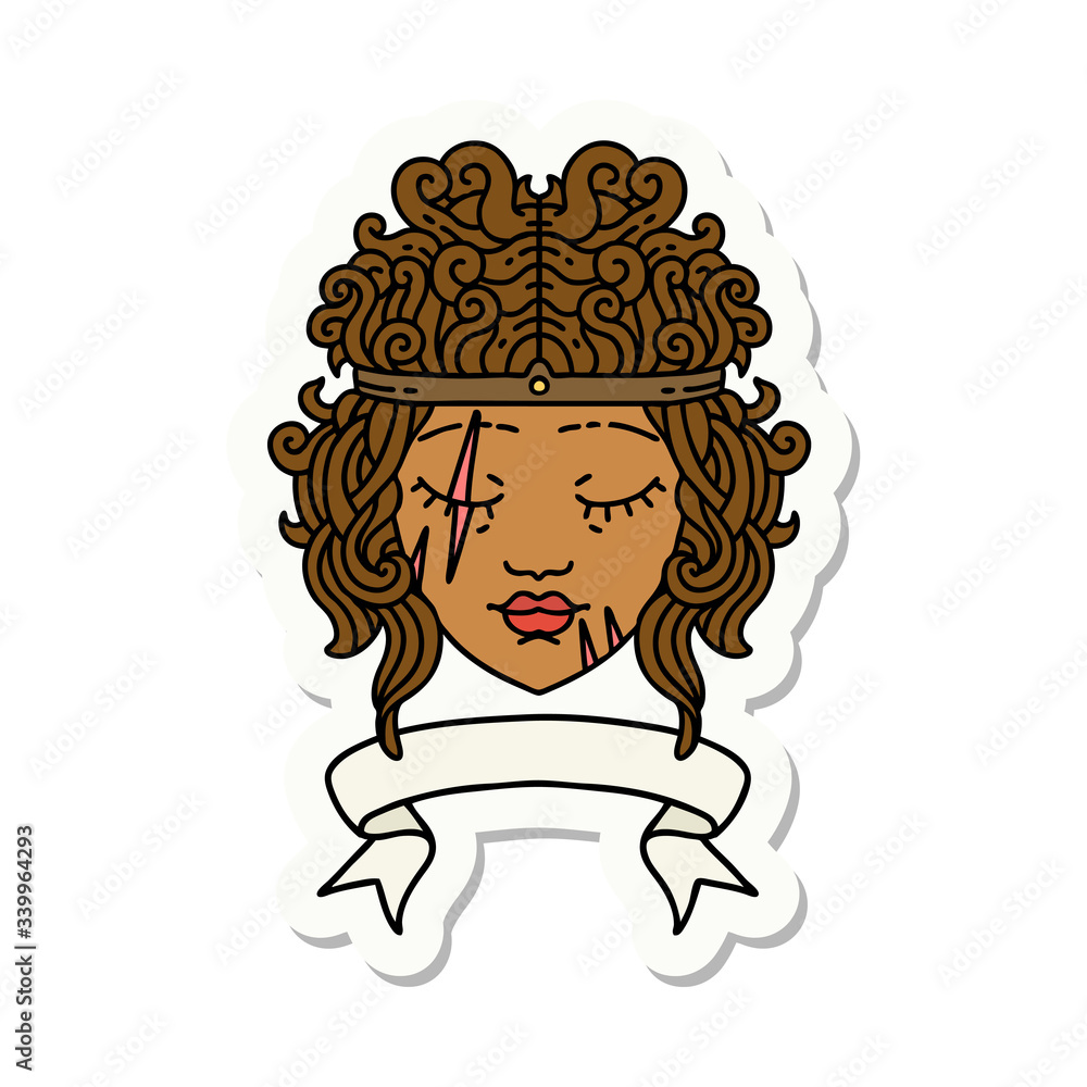 human barbarian character with banner sticker human barbarian character with banner sticker