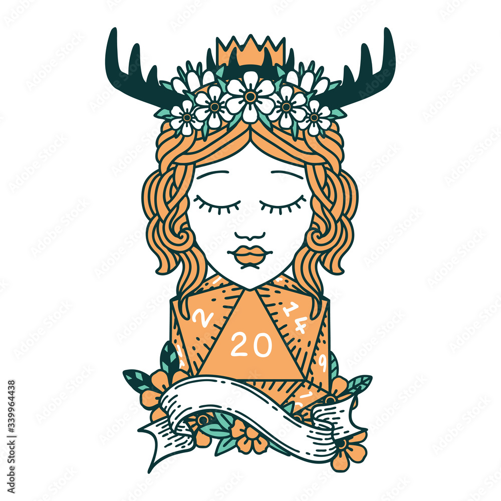 human druid with natural twenty dice roll illustration human druid with natural twenty dice roll illustration