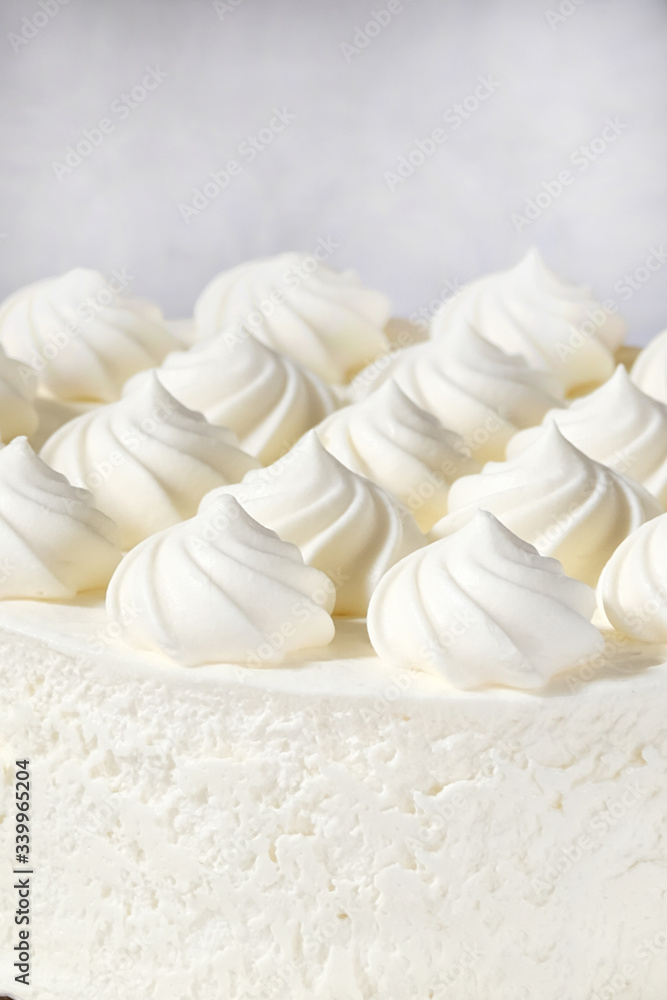 Creamy peaks of cream for the cake. Close up Creamy peaks of cream for the cake. Close up