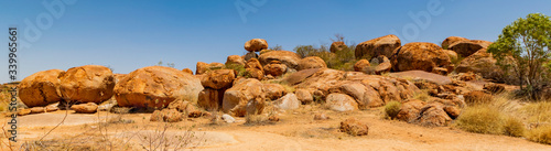 Karlu Karlu/Devils Marbles Conservation Reserve landscape. Large granitic boulders, significant place for  Aboriginal people.  Northern Territory of Australia. photo
