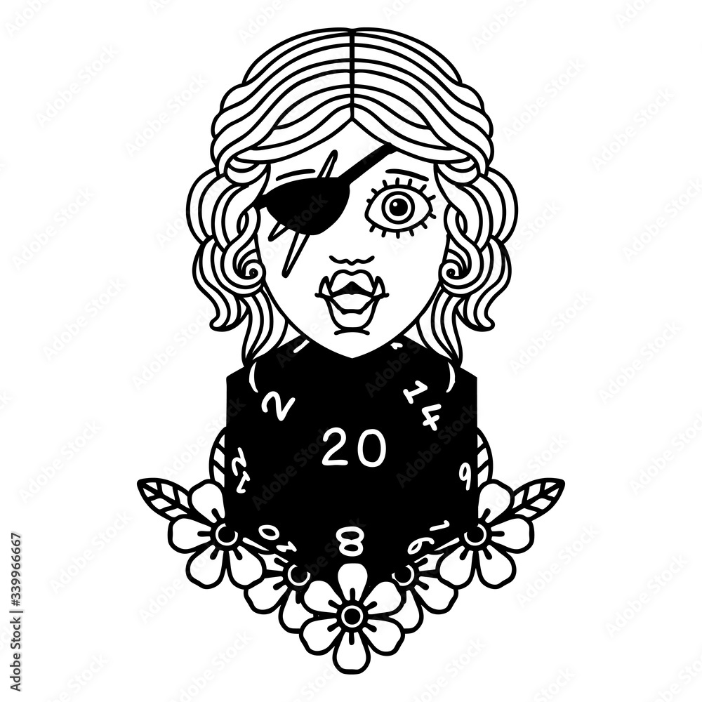 half orc rogue with natural twenty dice roll illustration half orc rogue with natural twenty dice roll illustration