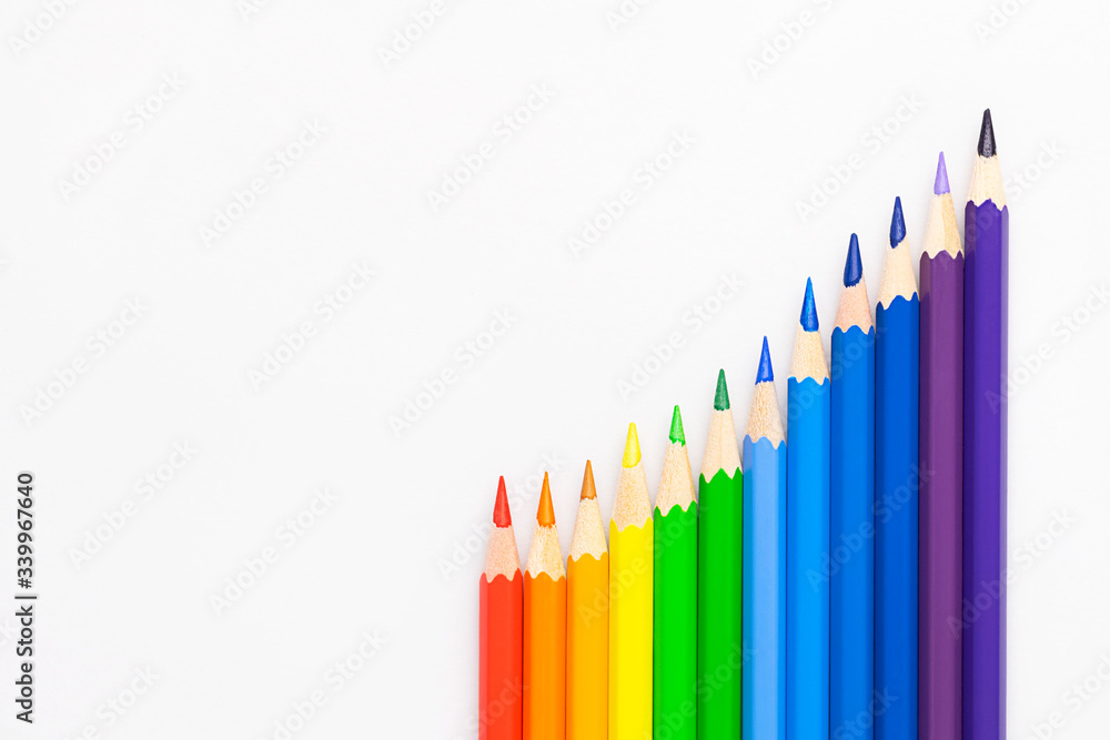 Color pencil chart at white background. Growth concept. Color pencil chart at white background. Growth concept.