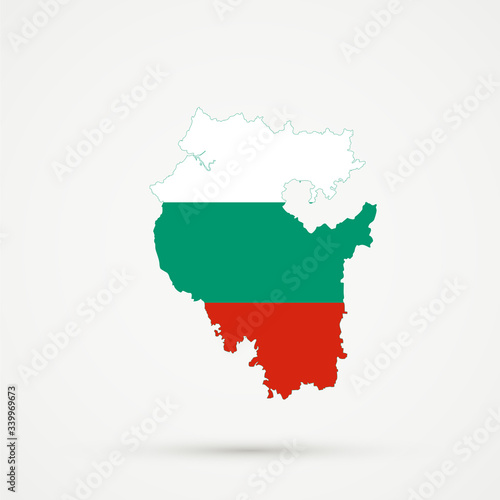 Bashkortostan map in Bulgaria flag colors, editable vector.