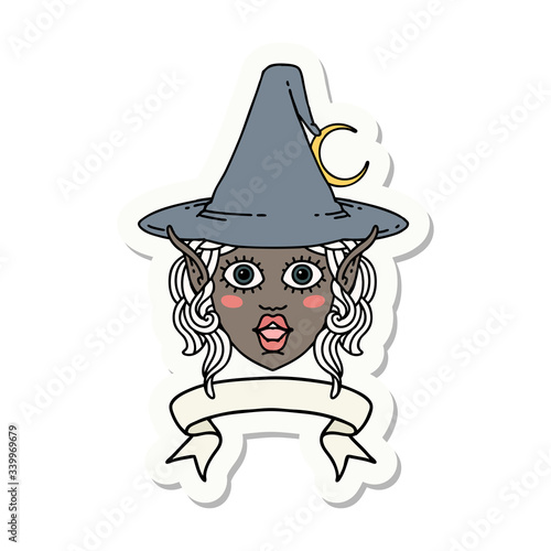 elf mage character face with banner sticker