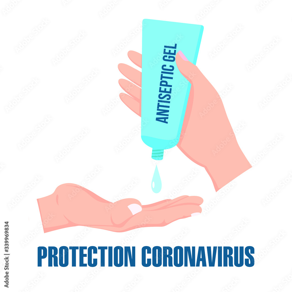 Hands with antibacterial hand gel over white background. Alcohol gel. Alcohol rub sanitizers against bacteria, virus. Coronavirus pandemic. Hygiene product. Covid-19 spread prevention. Wash hands. Hands with antibacterial hand gel over white background. Alcohol gel. Alcohol rub sanitizers against bacteria, virus. Coronavirus pandemic. Hygiene product. Covid-19 spread prevention. Wash hands.