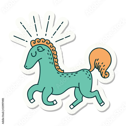 sticker of tattoo style prancing stallion