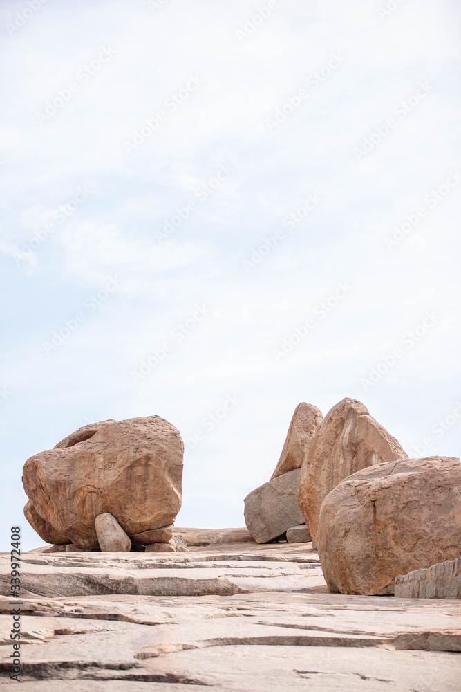 Ruins and rock formations in Hampi, India