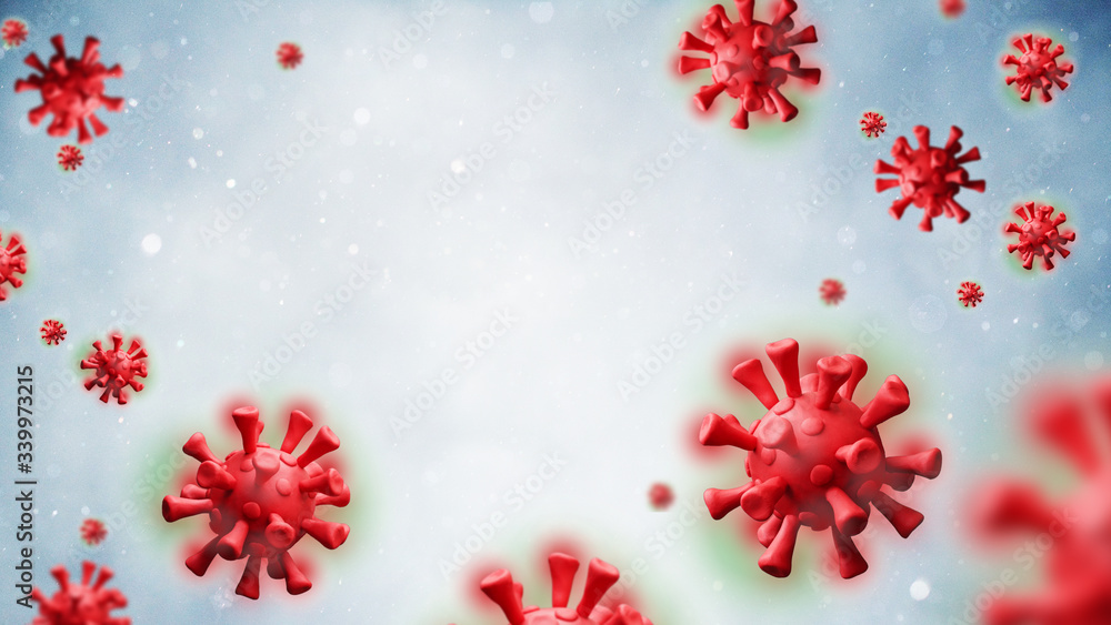 Coronavirus COVID-19 under the microscope. Group of Dangerous 2019-nCov virus, pandemic risk background. 3D illustration. Coronavirus COVID-19 under the microscope. Group of Dangerous 2019-nCov virus, pandemic risk background. 3D illustration.