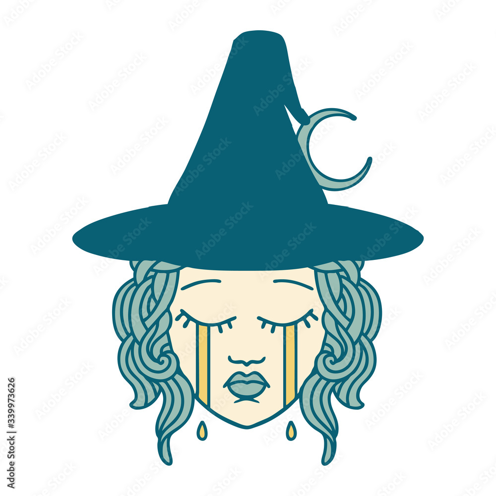 crying human witch character illustration