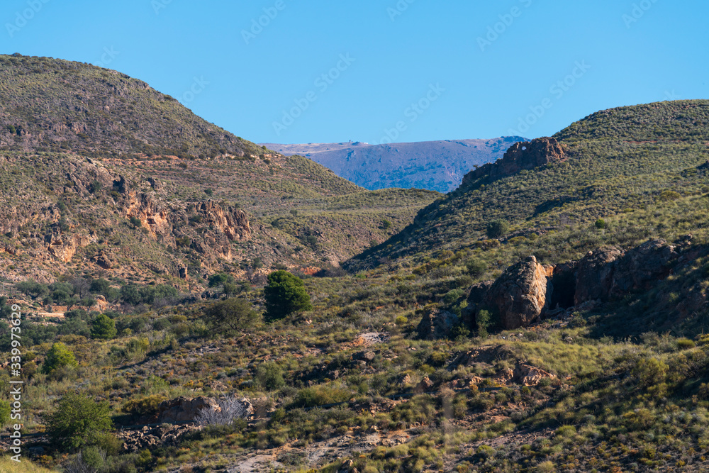 Fototapeta premium mountainous landscape near the Beninar reservoir (Spain)