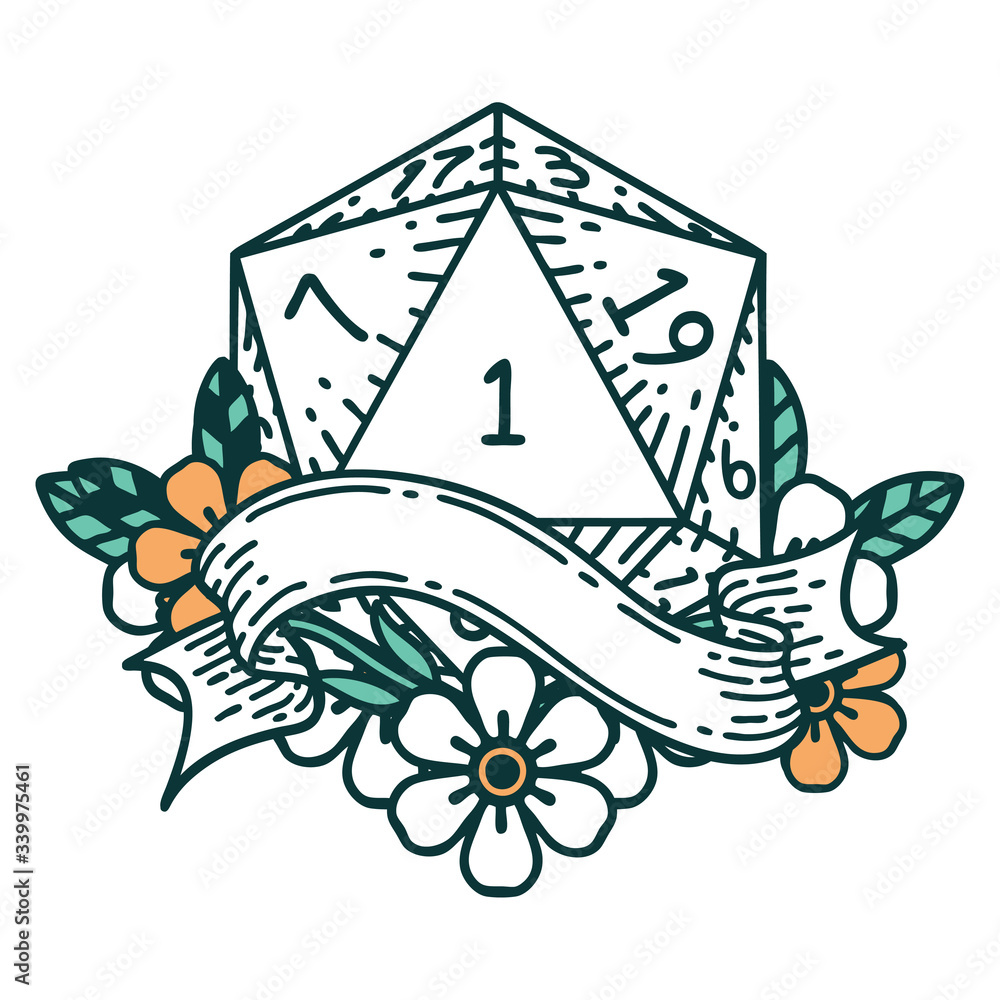 natural one d20 dice roll illustration natural one d20 dice roll illustration