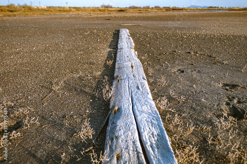 old wooden fence on the beach