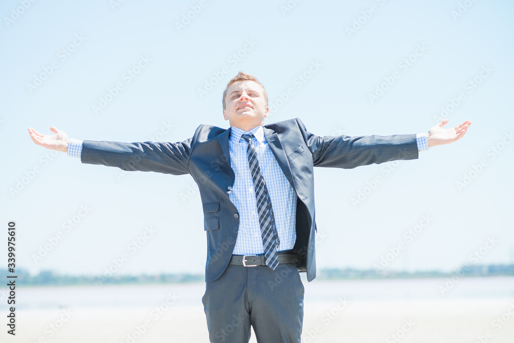 picture of happy man on the beach picture of happy man on the beach