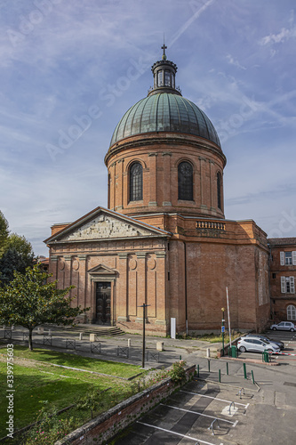 Chapelle Saint-Joseph de la Grav. La Grave chapel was built around the XVIII Century on a gravel bank left by the River Garonne. Toulouse. France. {Inscription: General Hospice, S Joseph de la Grav} photo