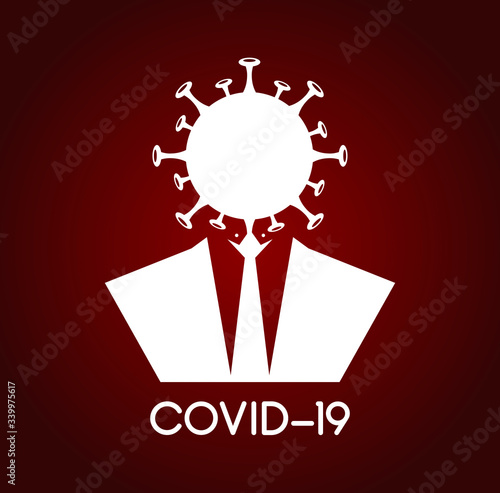 Coronavirus as a person. Portrait COVID-19. vector infographic coronavirus. Pathogen respiratory influenza covid virus cells.
