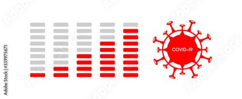 Progress graph COVID-19. vector infographic coronavirus. Pathogen respiratory influenza covid virus cells.
