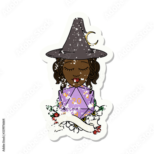 human mage with natural twenty dice roll illustration