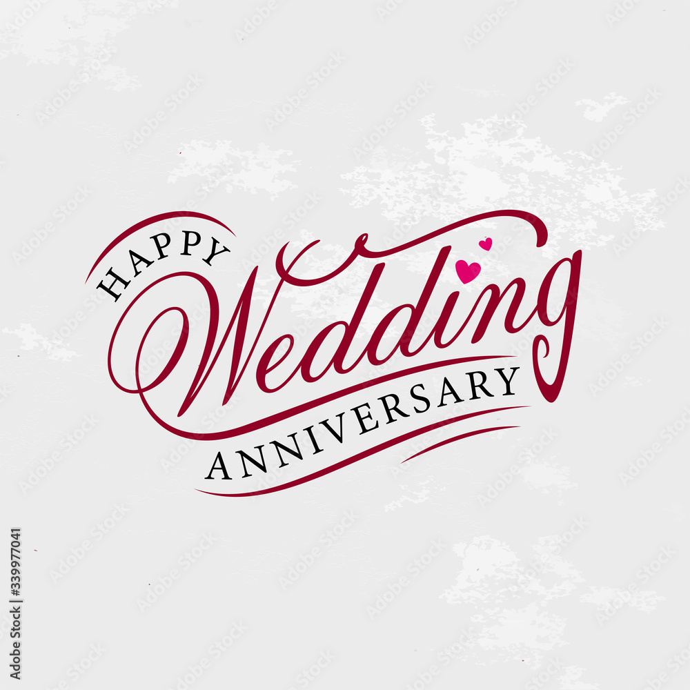 Happy Wedding Anniversary Vector Design with beautiful lettering ...