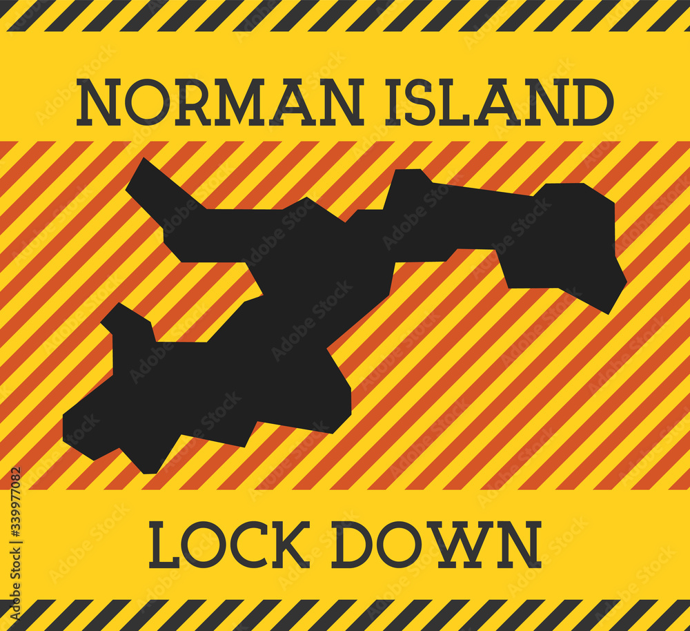Norman Island Lock Down Sign. Yellow island pandemic danger icon. Vector illustration. Norman Island Lock Down Sign. Yellow island pandemic danger icon. Vector illustration.