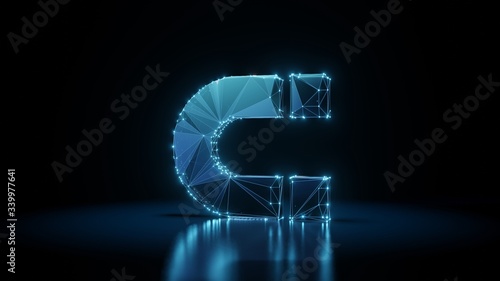 Fotografi 3d rendering wireframe neon glowing symbol of magnet on black background with re