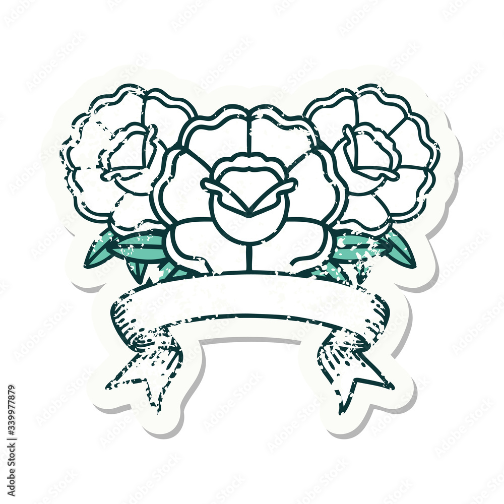 grunge sticker with banner of a bouquet of flowers grunge sticker with banner of a bouquet of flowers