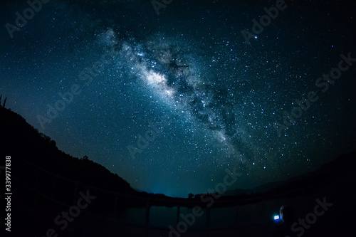 Backgrounds night sky with stars and milky way at thailand