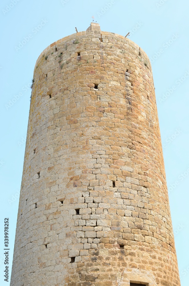 Medieval fort tower in Pals, a medieval Girona village, Spain