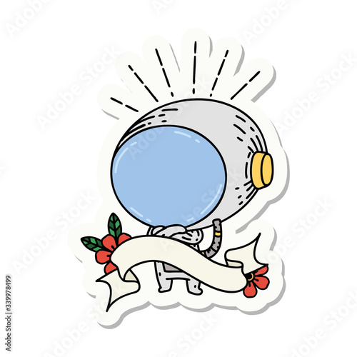sticker of tattoo style astronaut