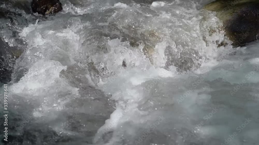 Flow of mountain river water