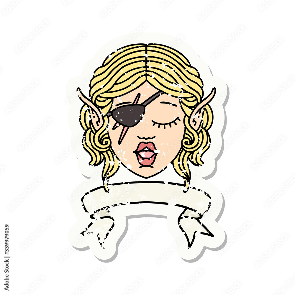 elf rogue character face with banner illustration elf rogue character face with banner illustration