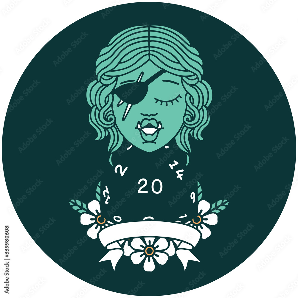 half orc rogue character with natural twenty dice roll icon half orc rogue character with natural twenty dice roll icon