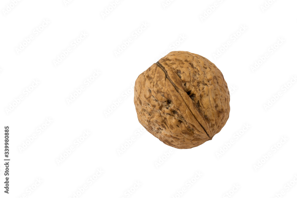 Ripe walnut isolated on a white background. Ripe walnut isolated on a white background.