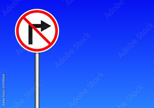 sign no turning right no go right vector illustration. 